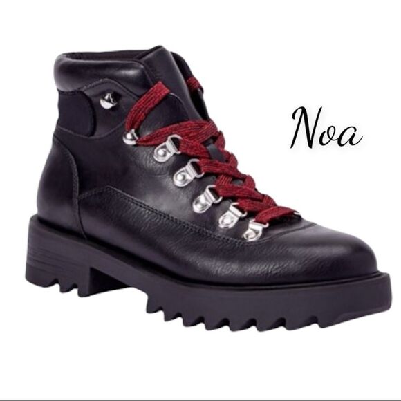 NEW Noa Contrast Women's Black Hiker Ankle Boots Booties 11 - Picture 3 of 6
